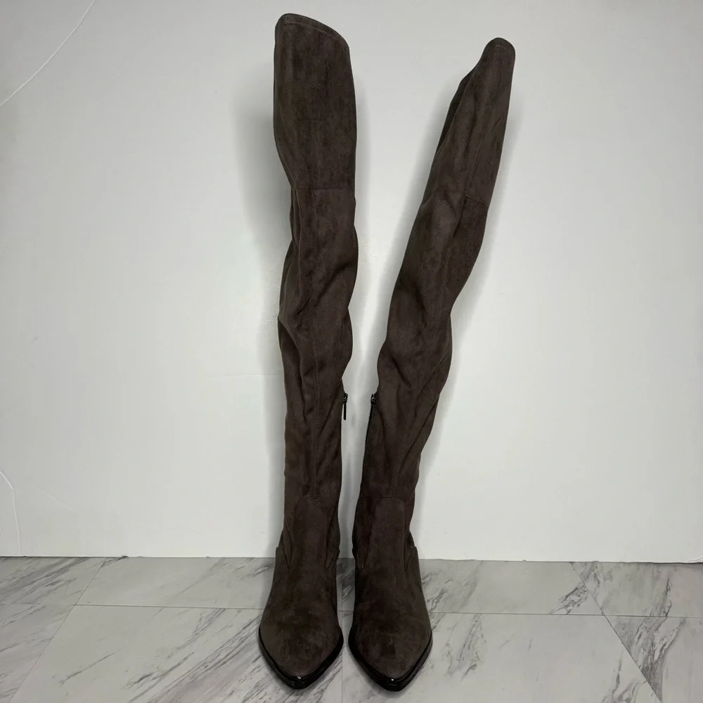 Marc Fisher Gray Pointy Toe Over The Knee Boot 8 1/2 M